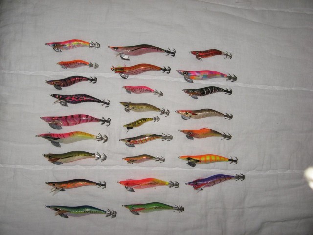 Arsenal of squid jigs....